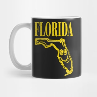 Florida Grunge Smiling Face Black Background Mug